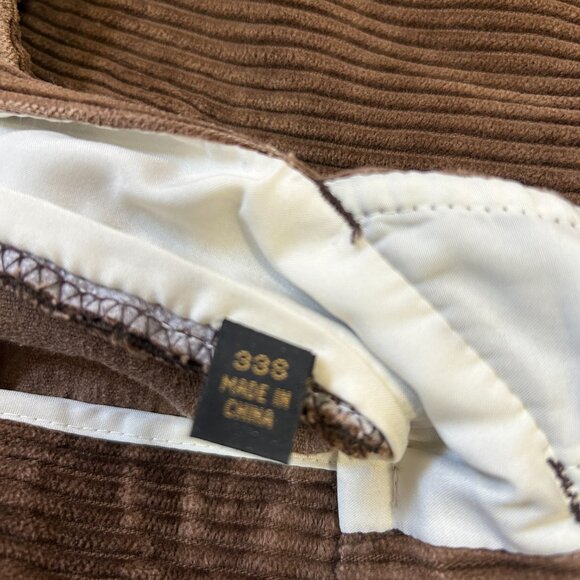 Vtg. Amherst and Brock Mens 33 S Brown Wide Wale Pleated Cuffed Corduroy Pants - Picture 6 of 12